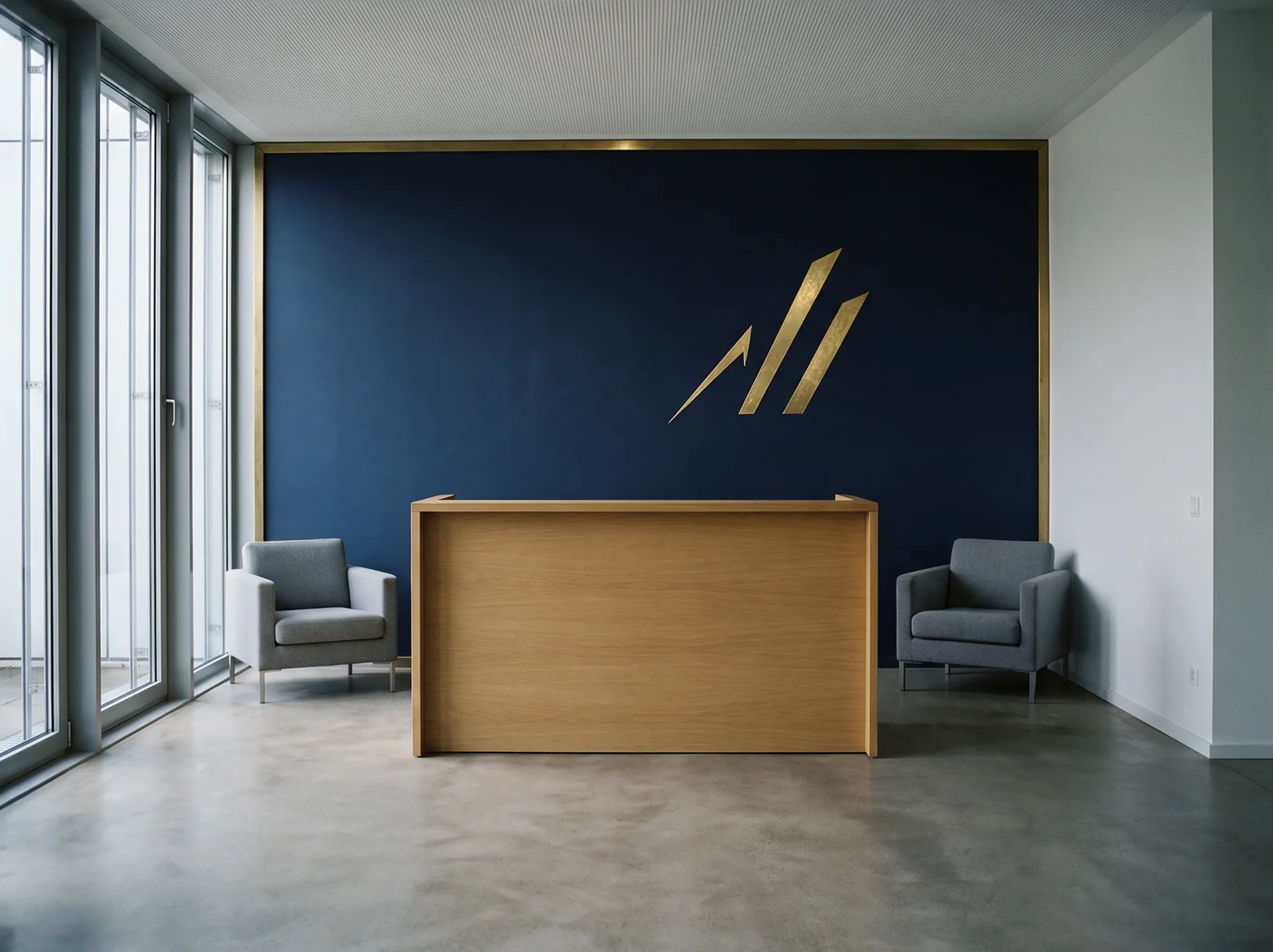 Concept Visualization — Corporate Office, Empfang mit neuer Markenintervention